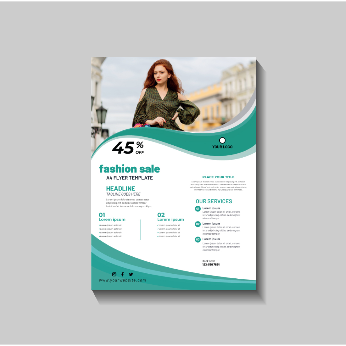 fashion sale social media post and web banner template preview image.