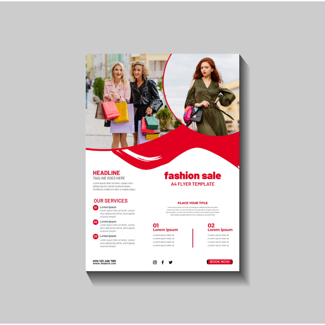 fashion sale social media post and web banner template preview image.