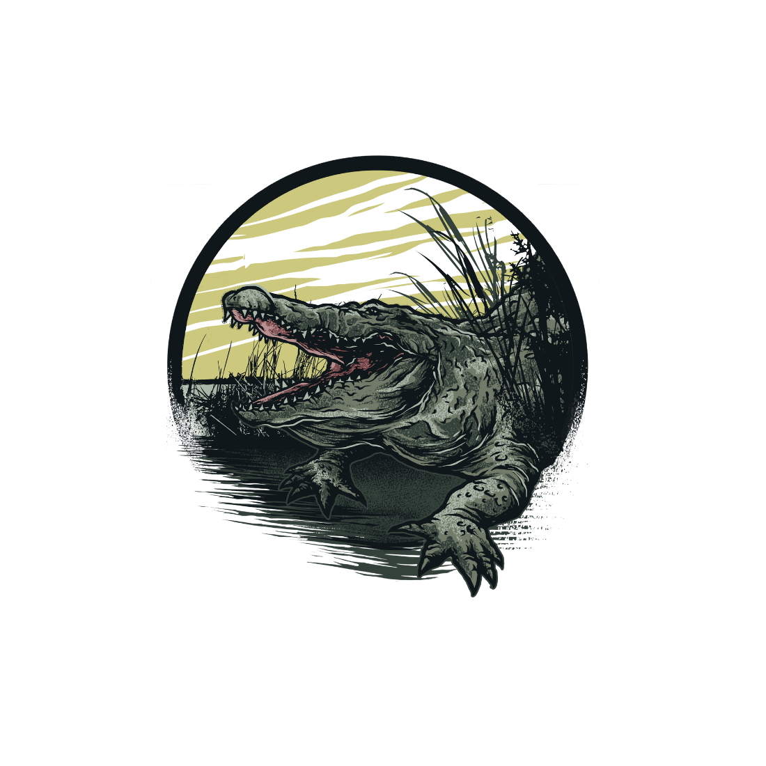 Fierce Crocodile Tattoo T-Shirt Design cover image.