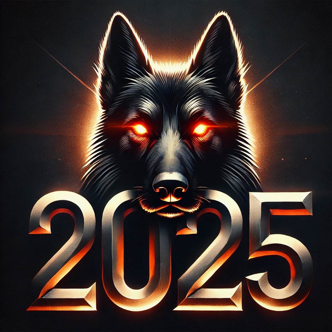 "Fiery German Shepherd 2025 Dark-Themed Art Design" cover image.