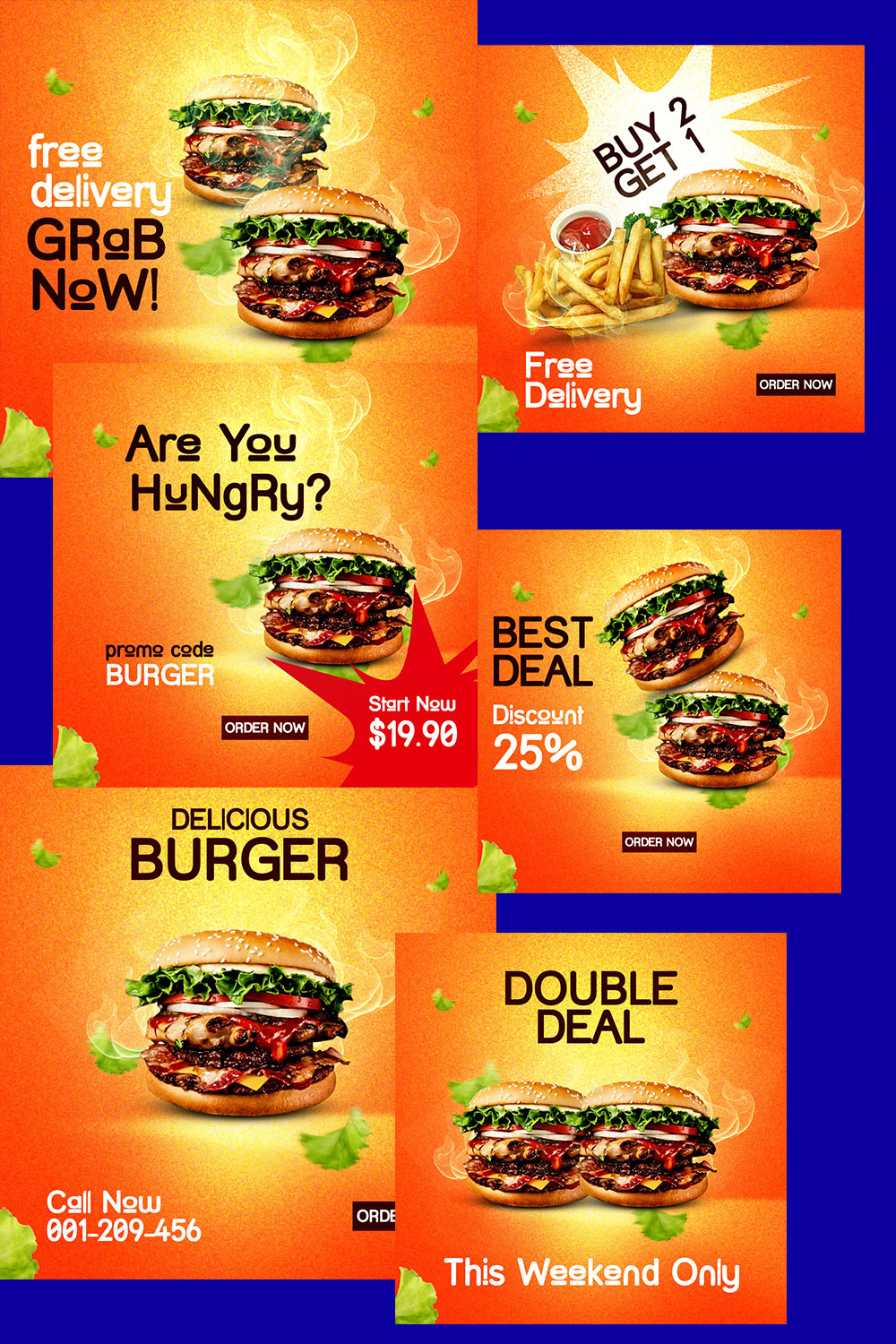 social media template burger pinterest preview image.