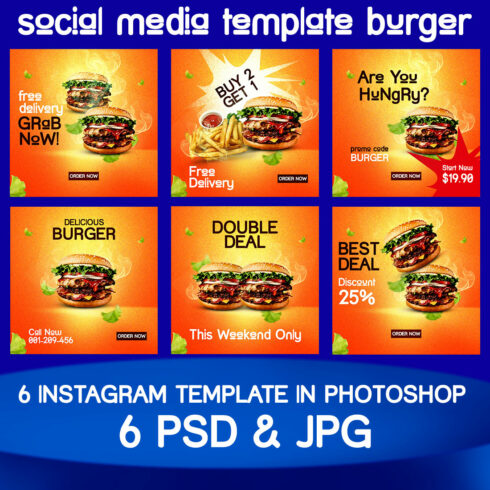 social media template burger cover image.