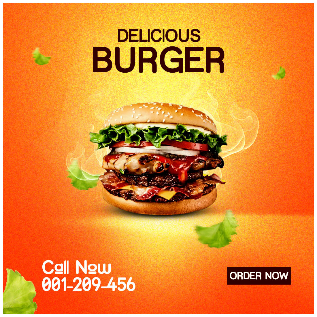 social media template burger preview image.