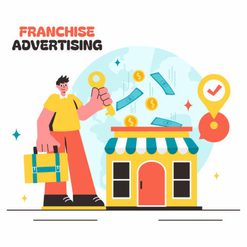 12 Franchise Advertising Business Illustration cover image.