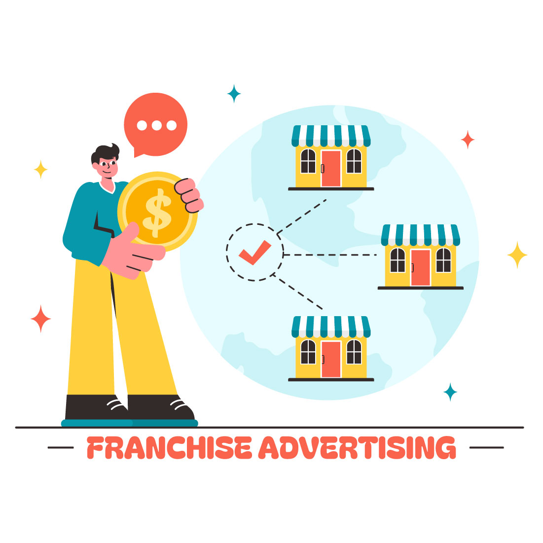 12 Franchise Advertising Business Illustration preview image.