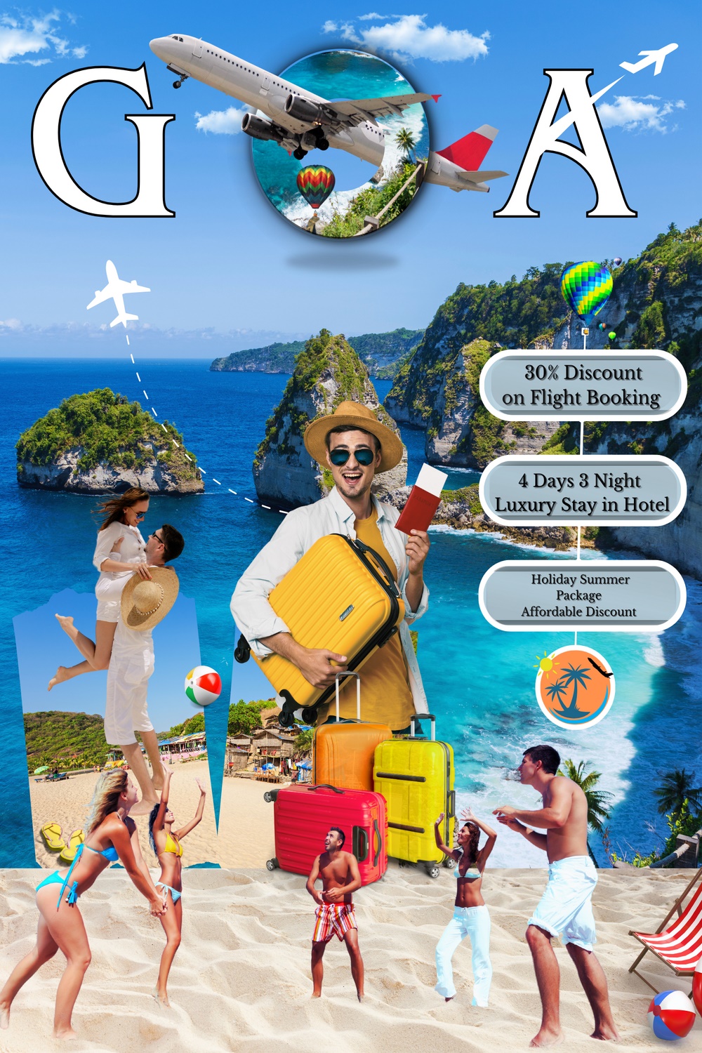 "Goa Travel Holiday Poster Design – Editable Template for Vacation Promotions" pinterest preview image.