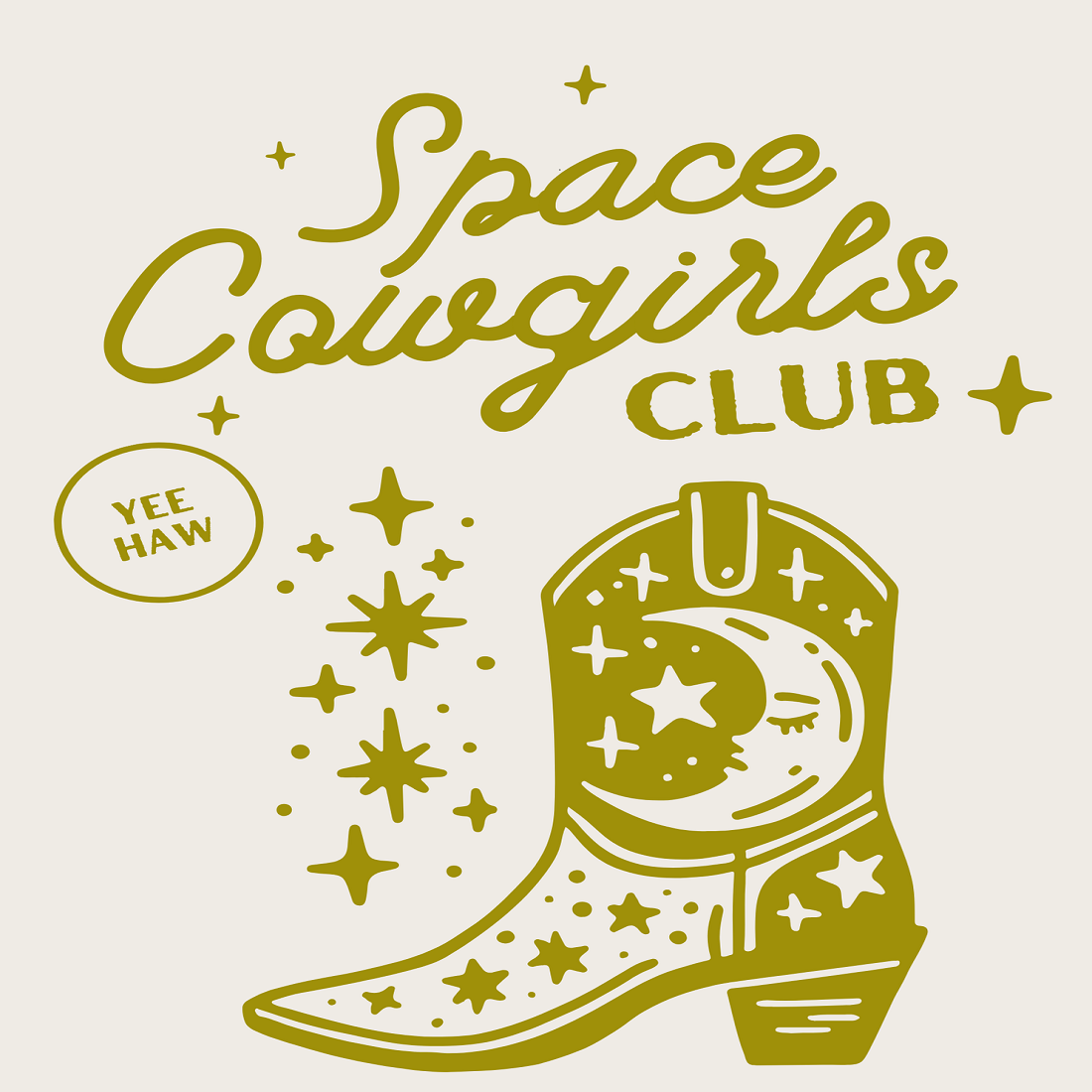 Green color Retro Aesthetic Western Style Illustrated Space Cowgirl Boot T-Shirt preview image.