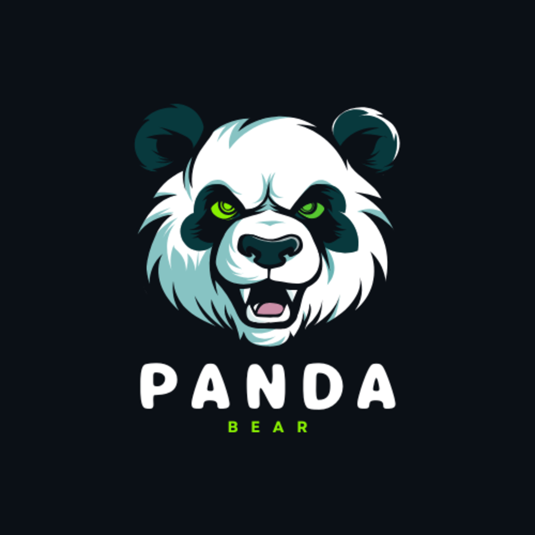 green flat illustrative panda animals pets logo 298