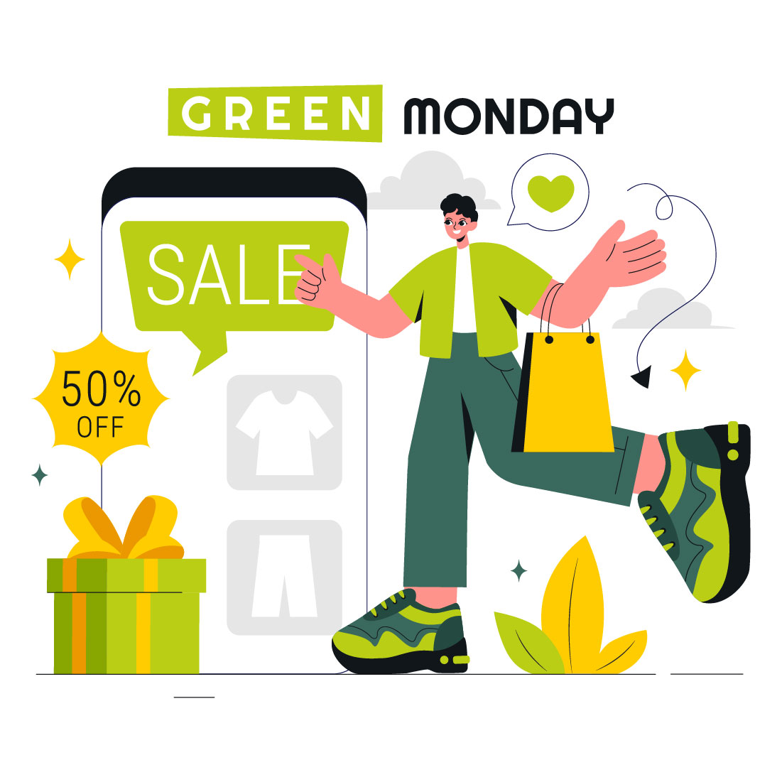 9 Green Monday Sale Illustration cover image.