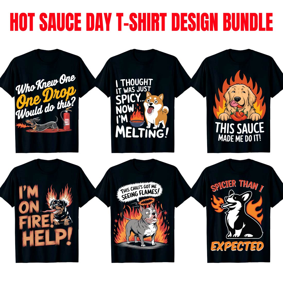 hot sauce day t shirt design bundle pod ready creative designs 3 109