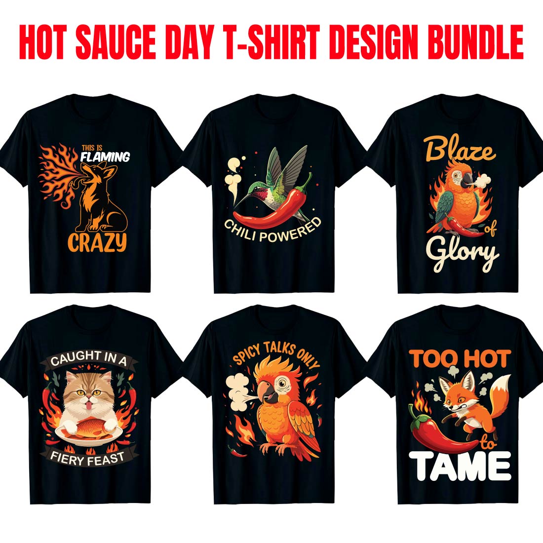 hot sauce day t shirt design bundle pod ready creative designs 4 470