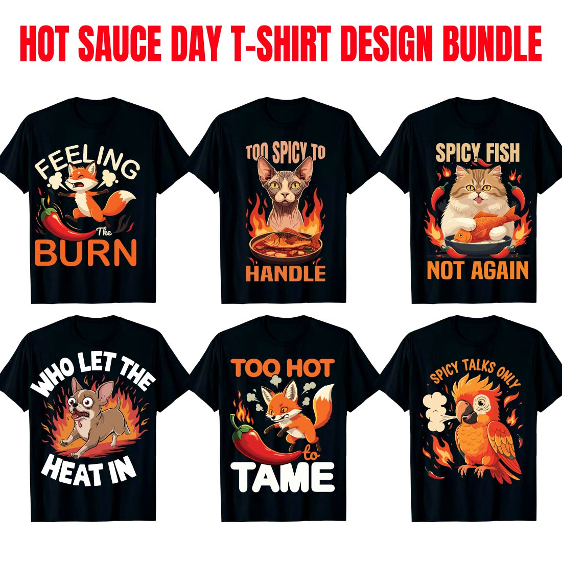 hot sauce day t shirt design bundle pod ready creative designs 5 139