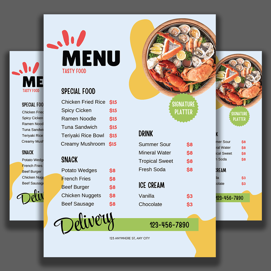 Restaurant food menu list - A4 Size preview image.