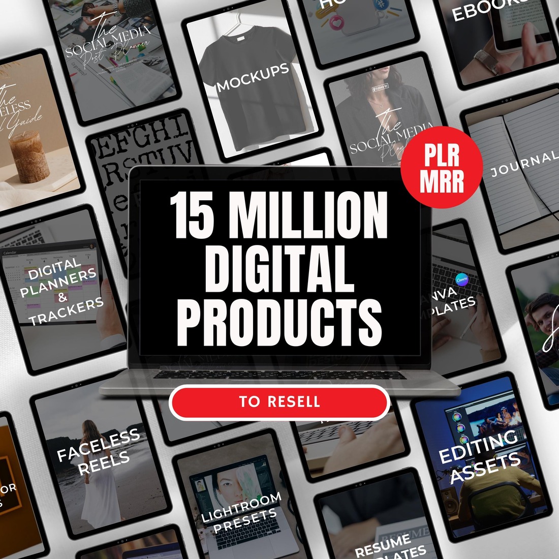 15+ Million Resell Digital Products Bundle Ideal for Passive Income, Featuring Private Label Rights & Master Resell Rights (MRR) (PLR) cover image.