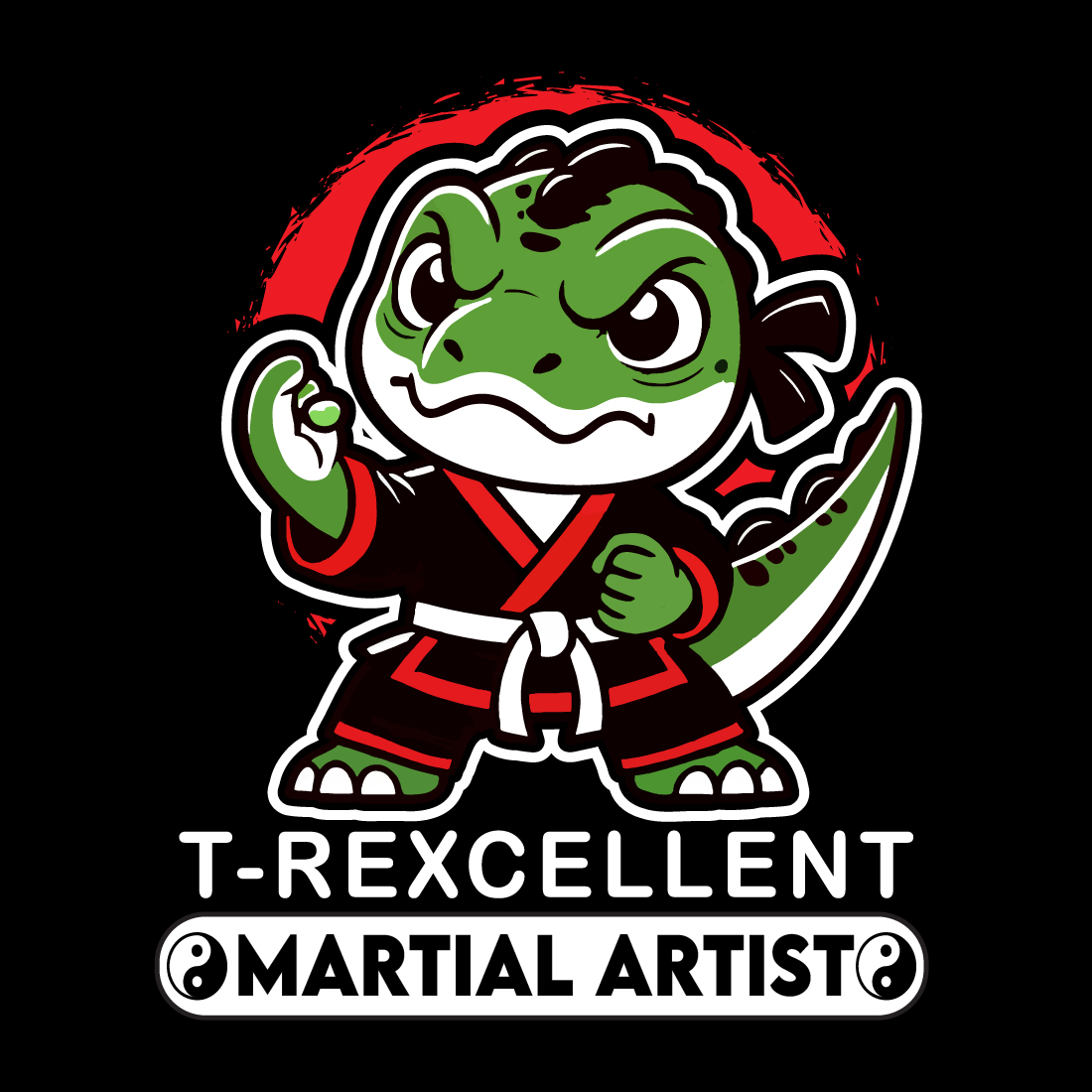 T-Rexcellent Martial Artist T-Shirt Design preview image.