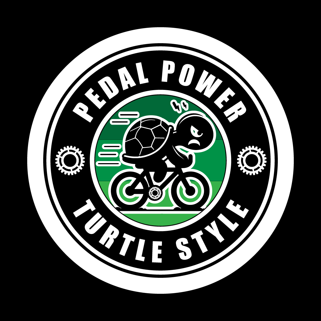 Pedal Power Turtle Style Cycling T-Shirt Design preview image.