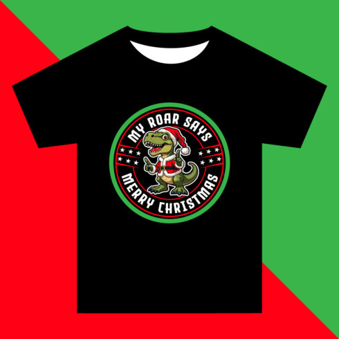 My Roar Says Merry Christmas T-shirt Design cover image.