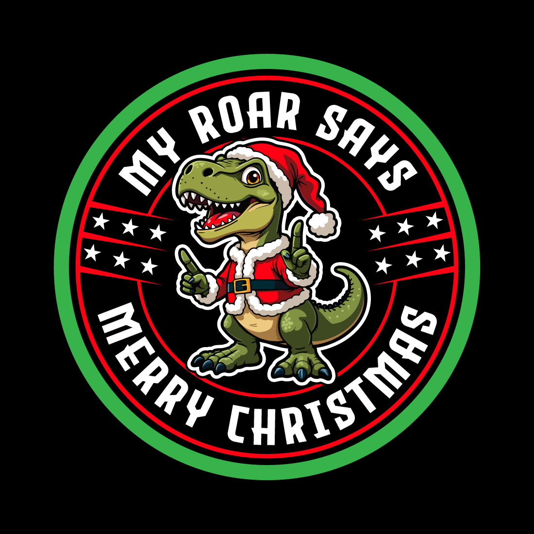 My Roar Says Merry Christmas T-shirt Design preview image.