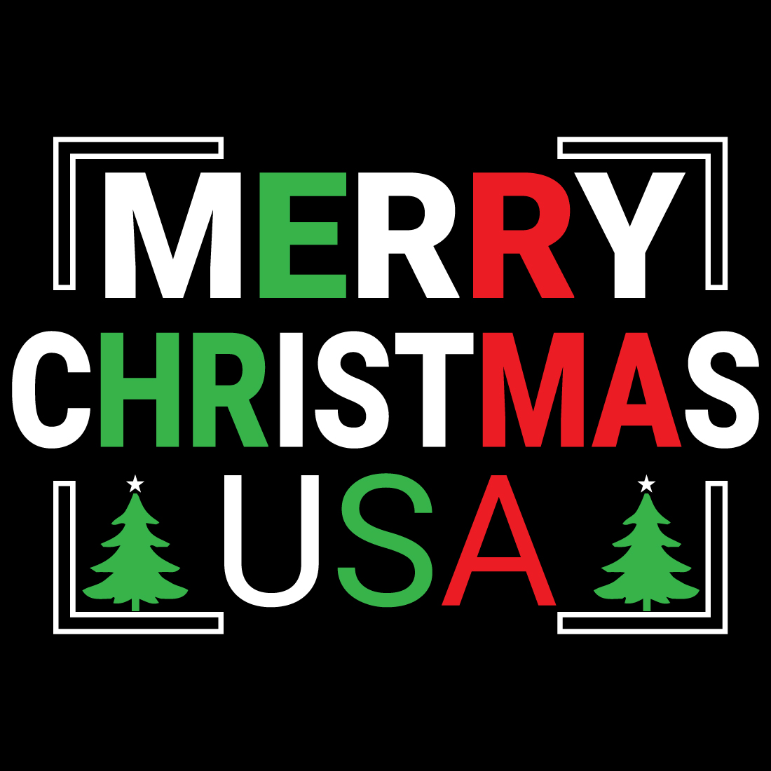 Merry Christmas Usa Christmas Typography T-Shirt Design preview image.