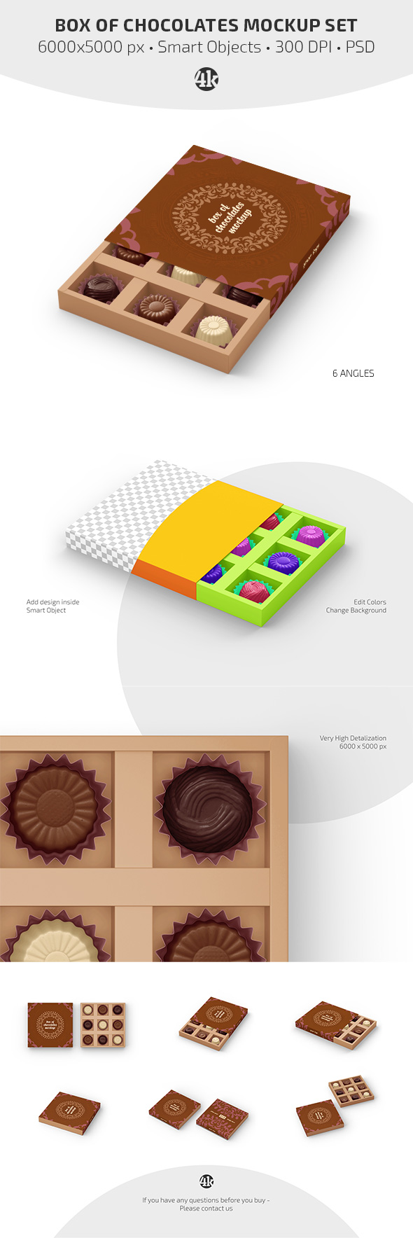 Box of Chocolates Mockup Set pinterest preview image.