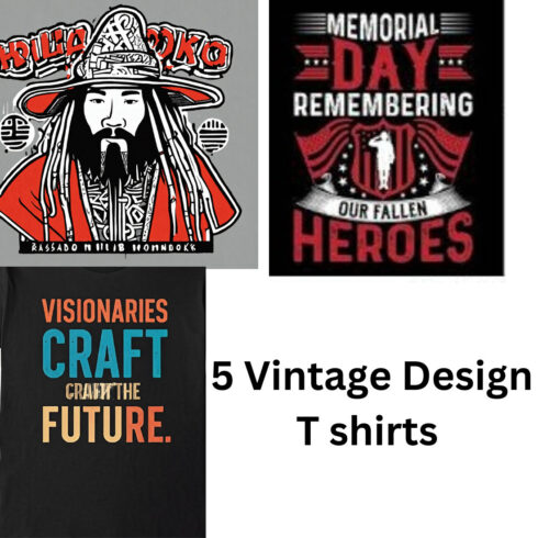 5 Vintage Design T shirt cover image.