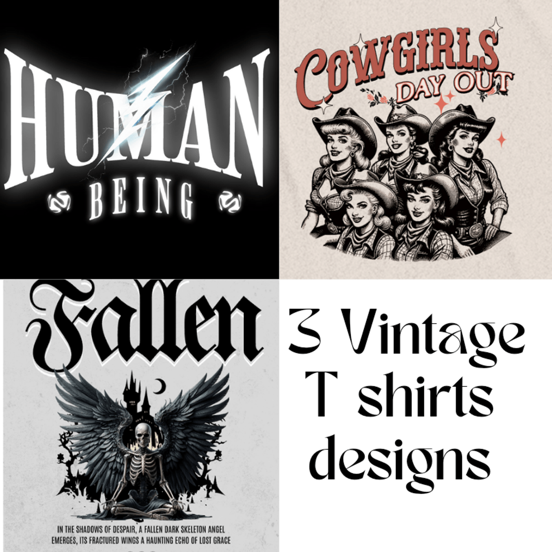 Vintage Tshirts designs preview image.