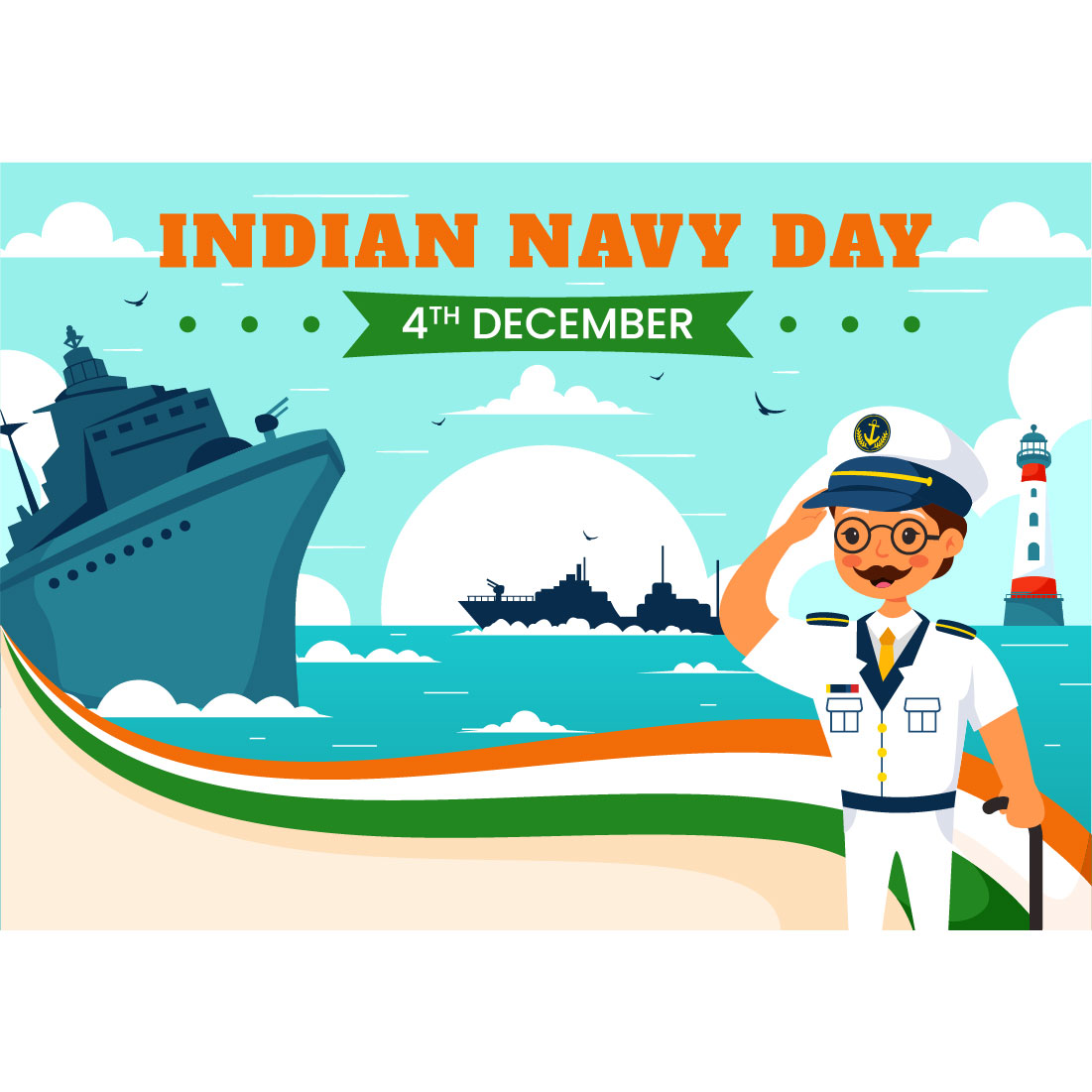 12 Indian Navy Day Illustration preview image.