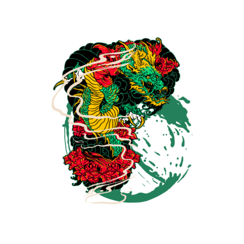 Japanese-Inspired Dragon Tattoo T-Shirt Design! cover image.