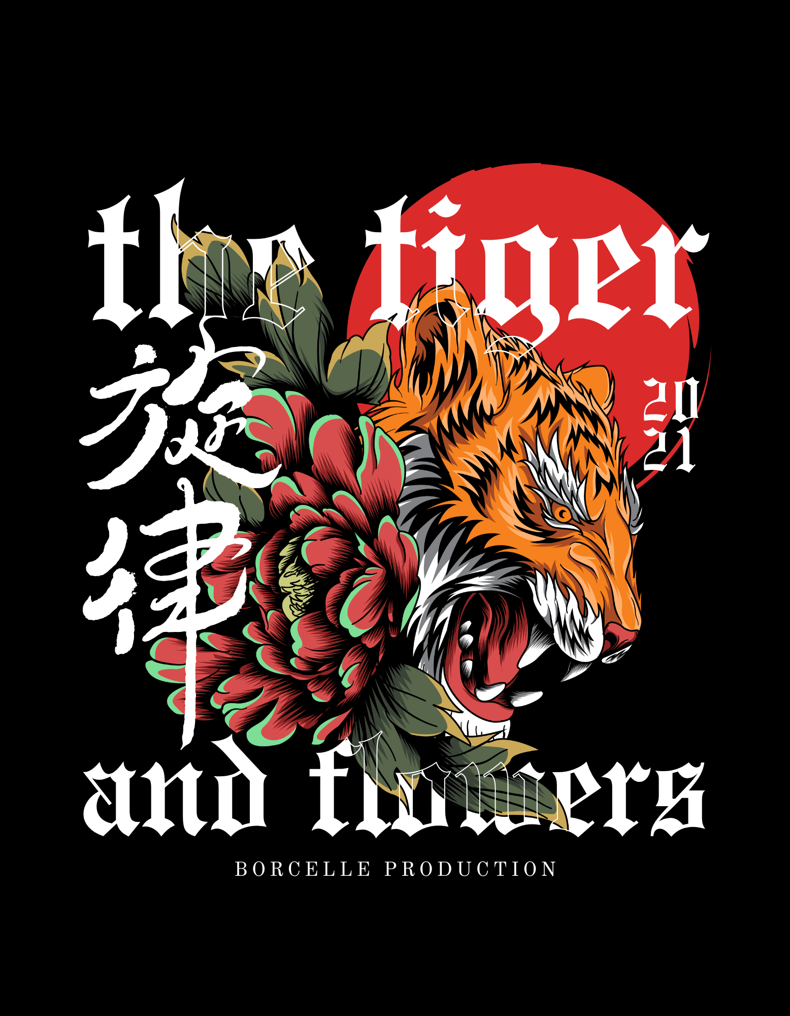 japanese tiger dark fantasy t shirt design min 413