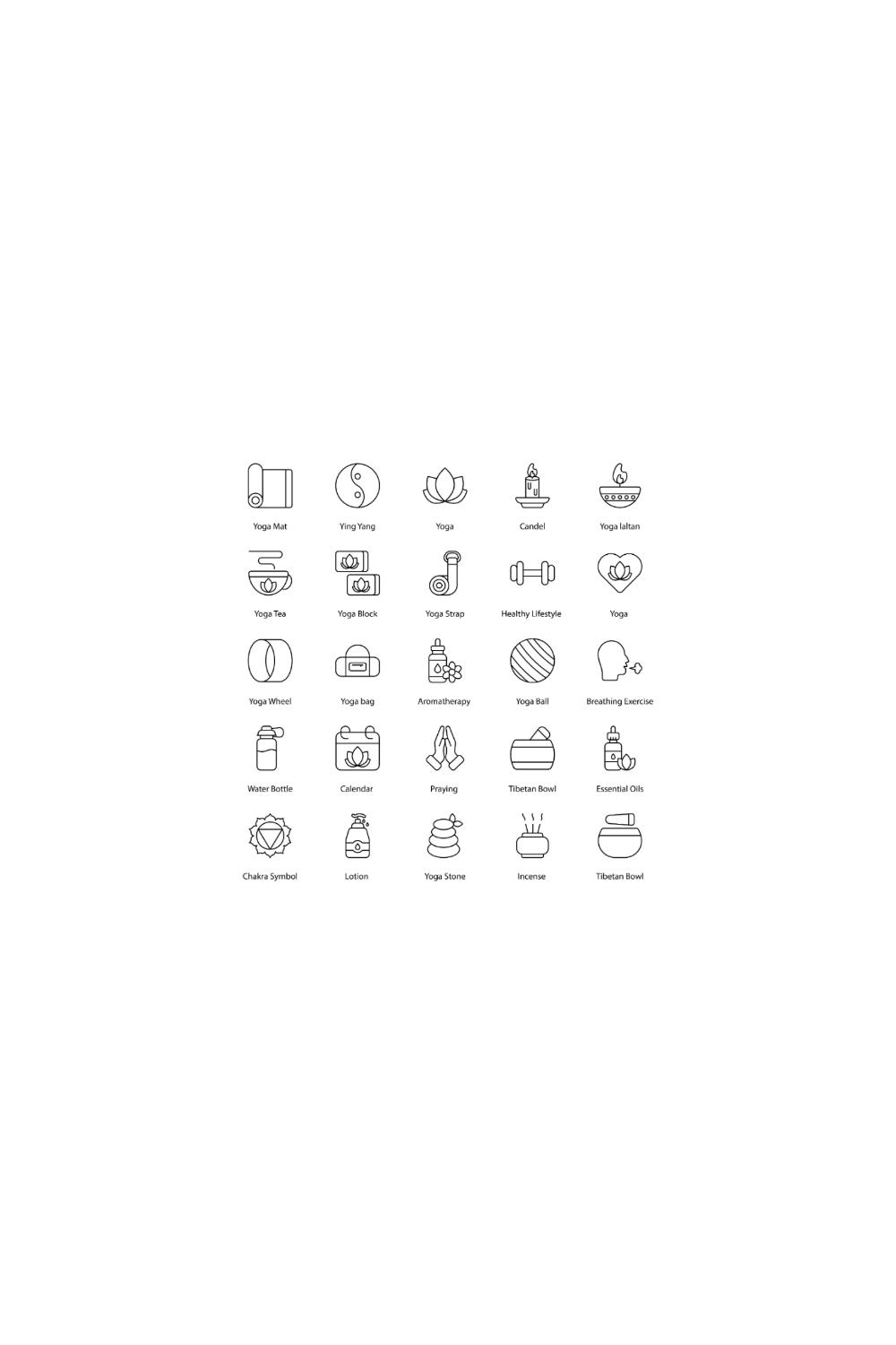 Yoga Icon Set pinterest preview image.