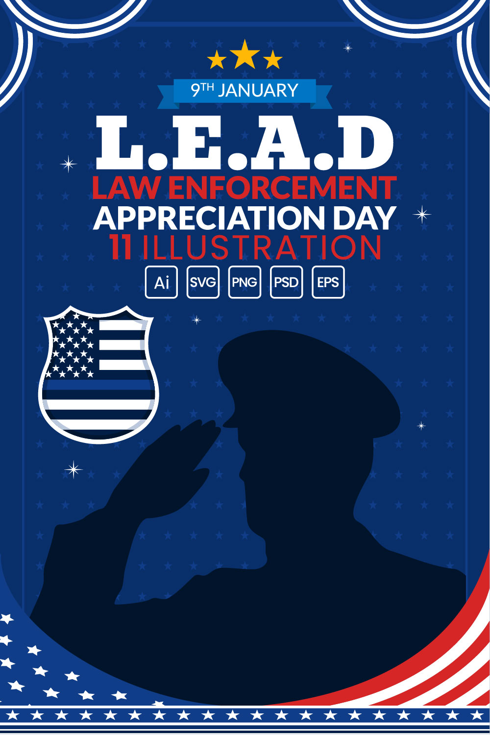 11 Law Enforcement Appreciation Day Illustration pinterest preview image.