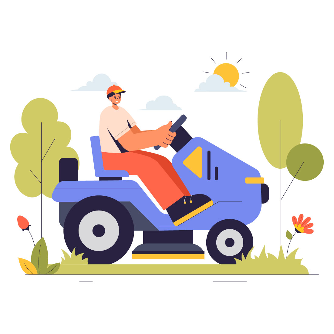 9 Lawn Mower Illustration preview image.