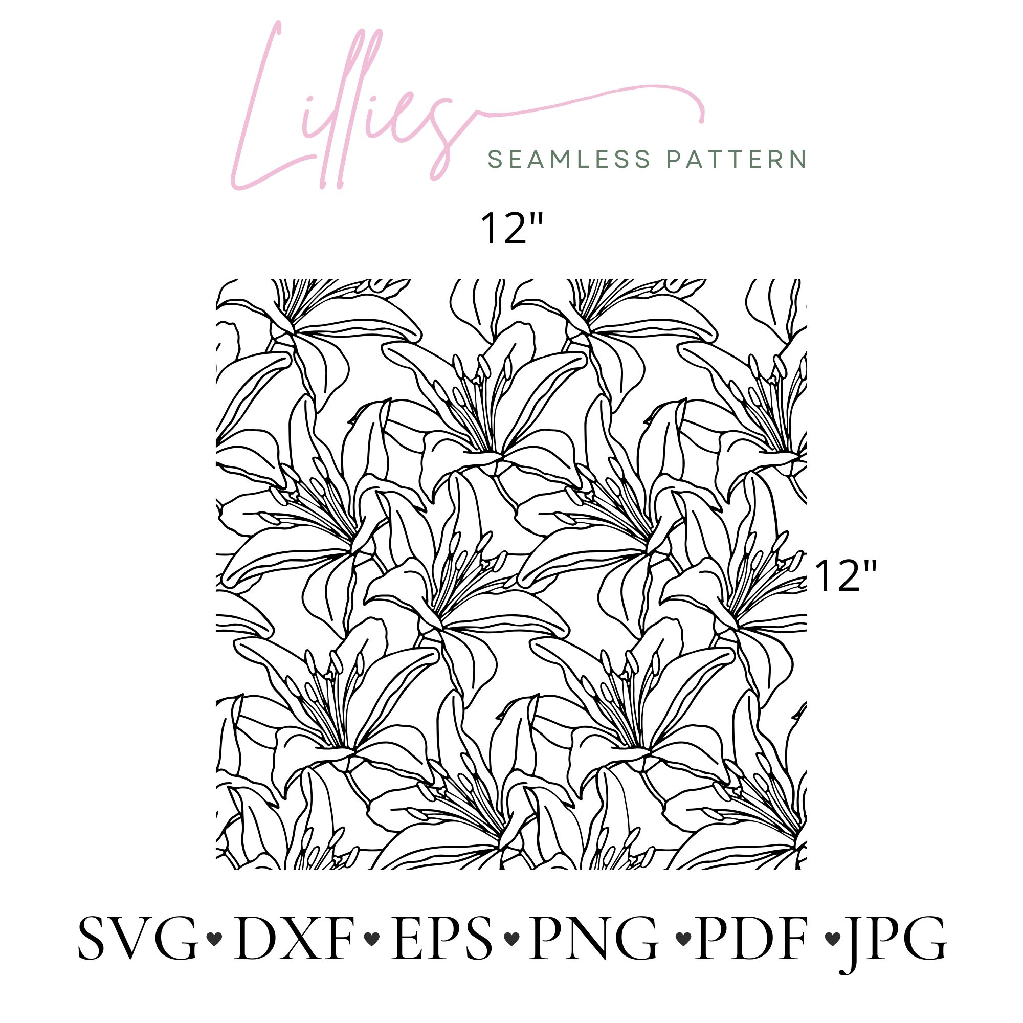 Lily Flower Seamless Pattern for Cut preview image.