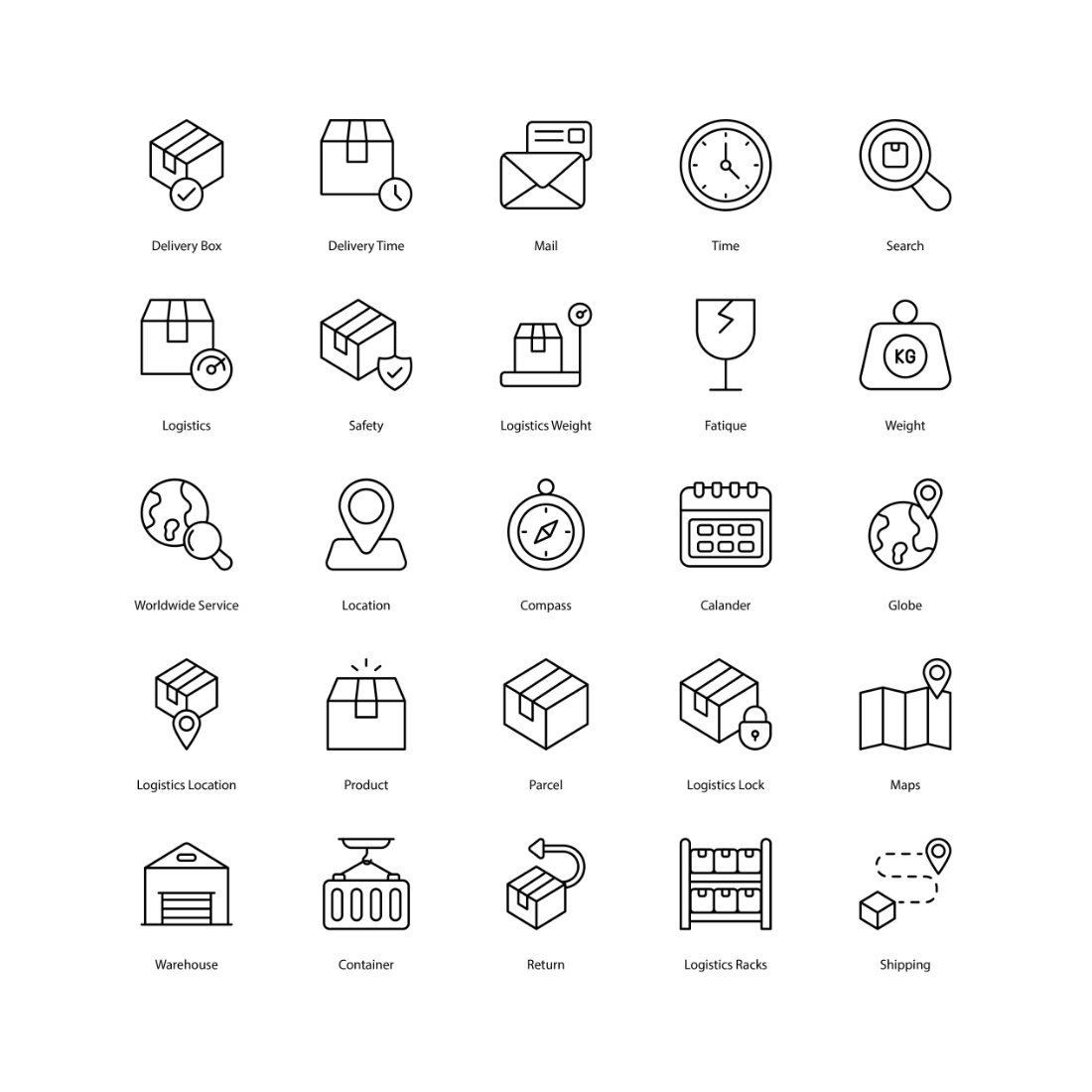 Logistics Icon Set preview image.