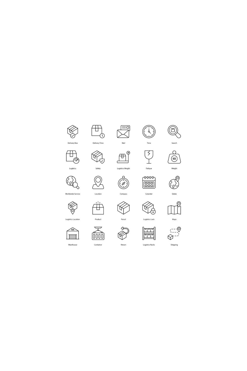 Logistics Icon Set pinterest preview image.