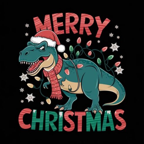 T-Rex Merry Christmas Design cover image.