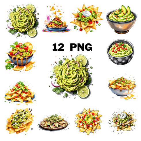 Watercolor Guacamole Sublimation Clipart Bundle cover image.