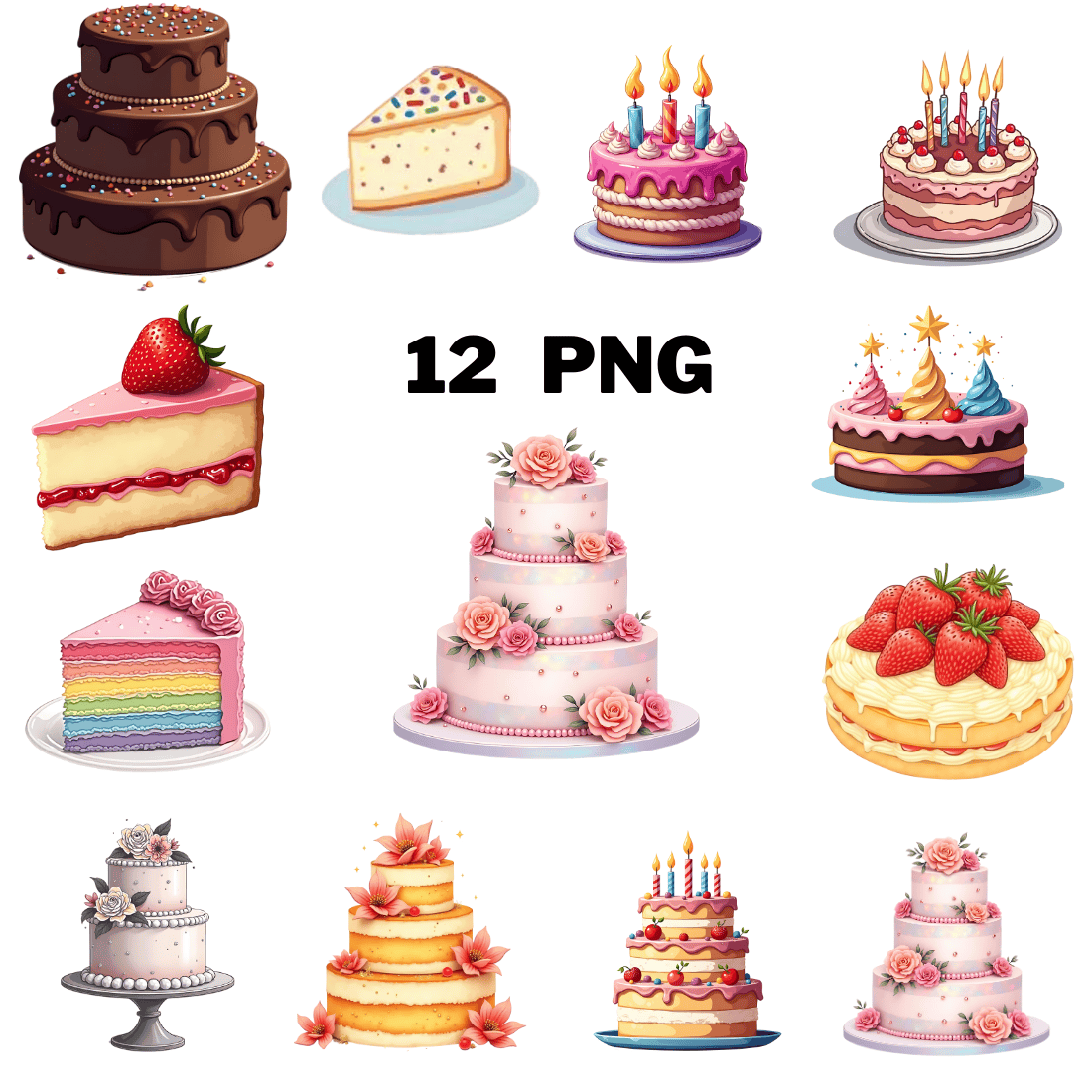 Colorful Cake Clipart Bundle cover image.