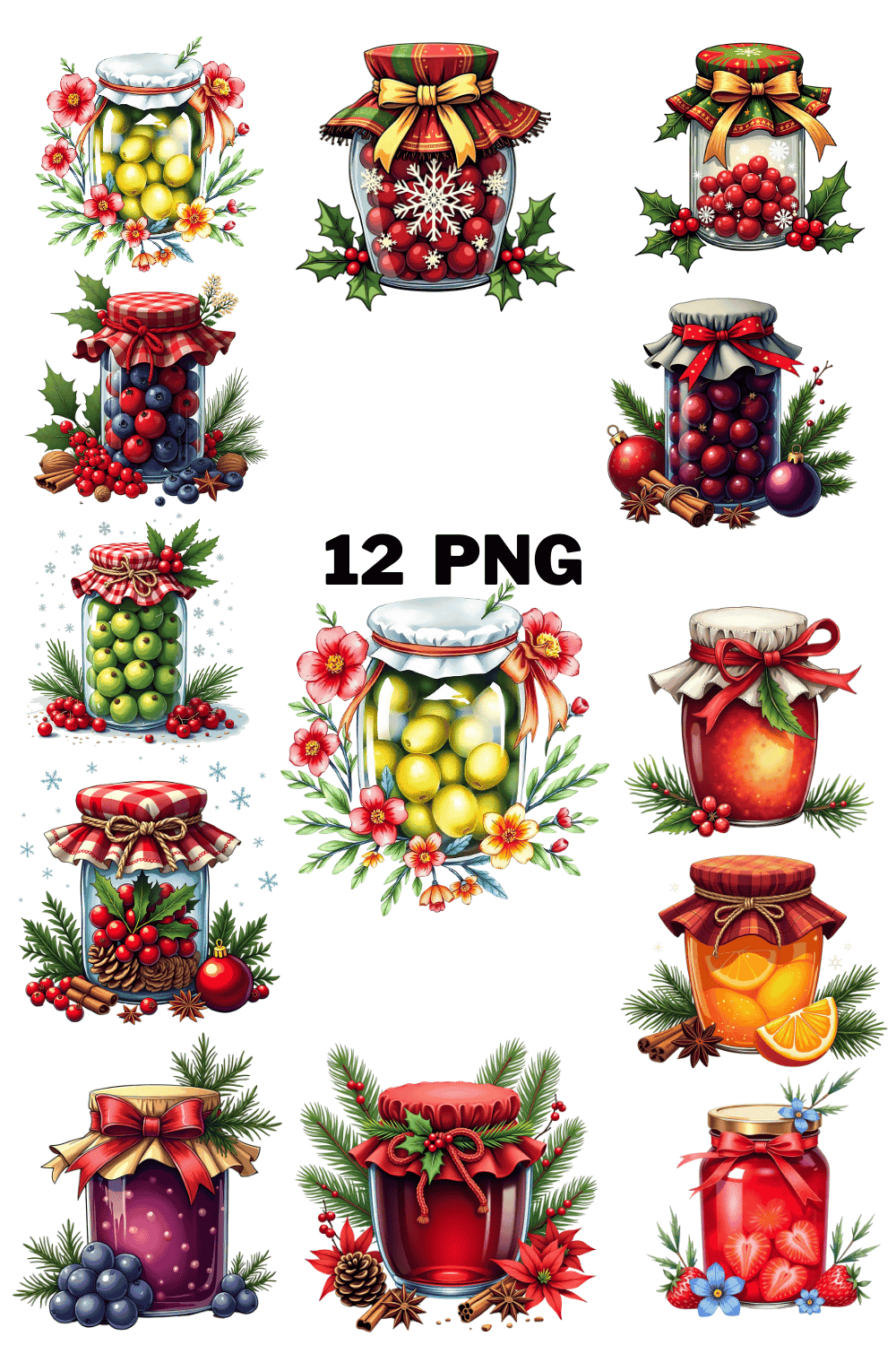 Watercolor Festive Jam Sublimation Clipart Bundle pinterest preview image.