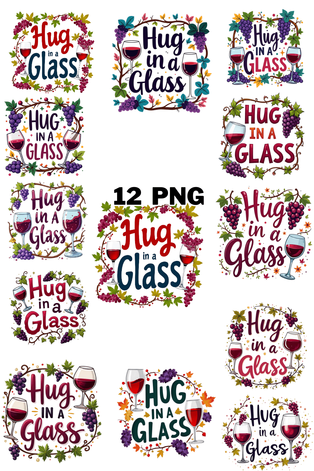 Watercolor Hug In A Glass Sublimation Clipart Bundle pinterest preview image.