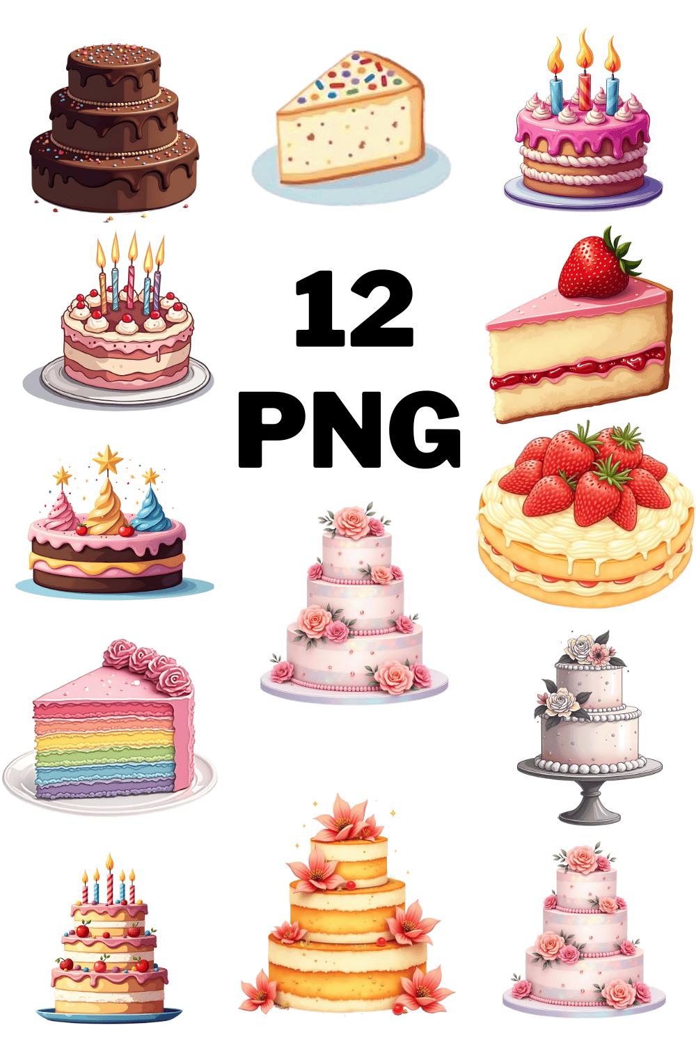 Colorful Cake Clipart Bundle pinterest preview image.