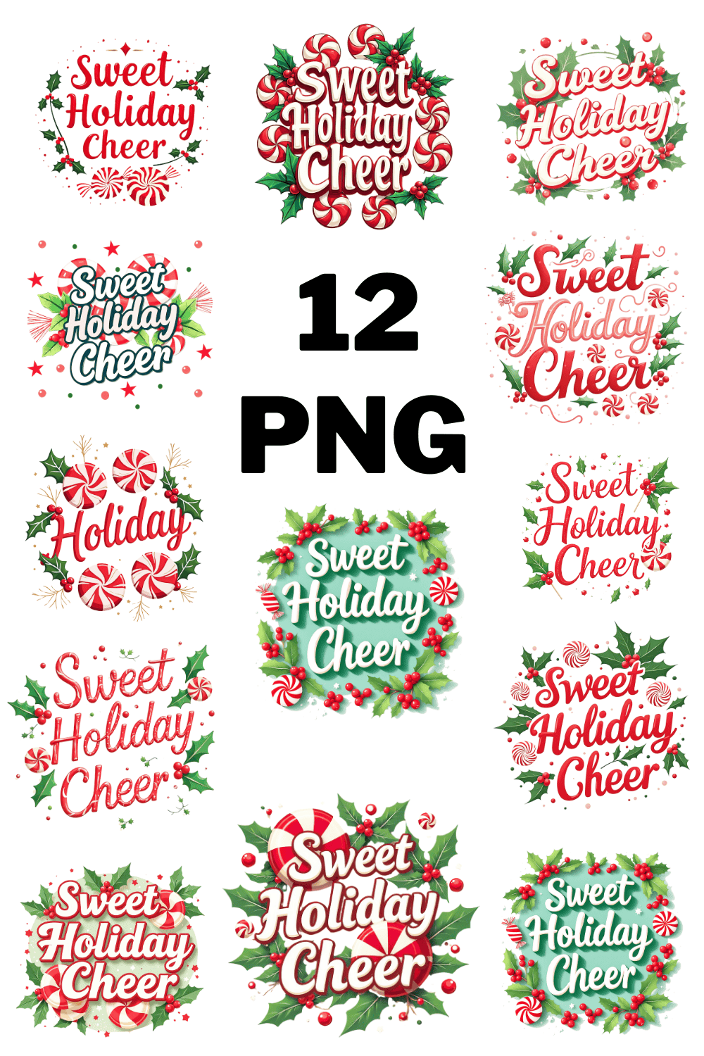 Watercolor Sweet Holiday Cheer Clipart Bundle pinterest preview image.