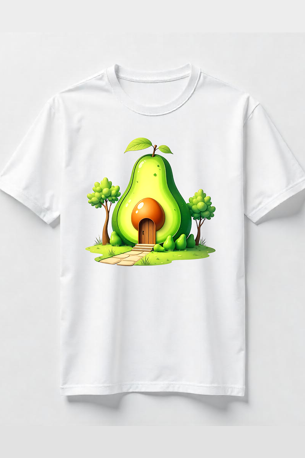 Watercolor Cute Avocado House T-Shirt Design Bundle pinterest preview image.