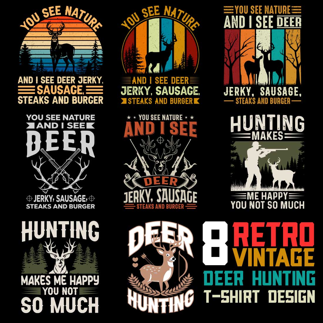 Best premium deer hunting t shirt designs preview image.