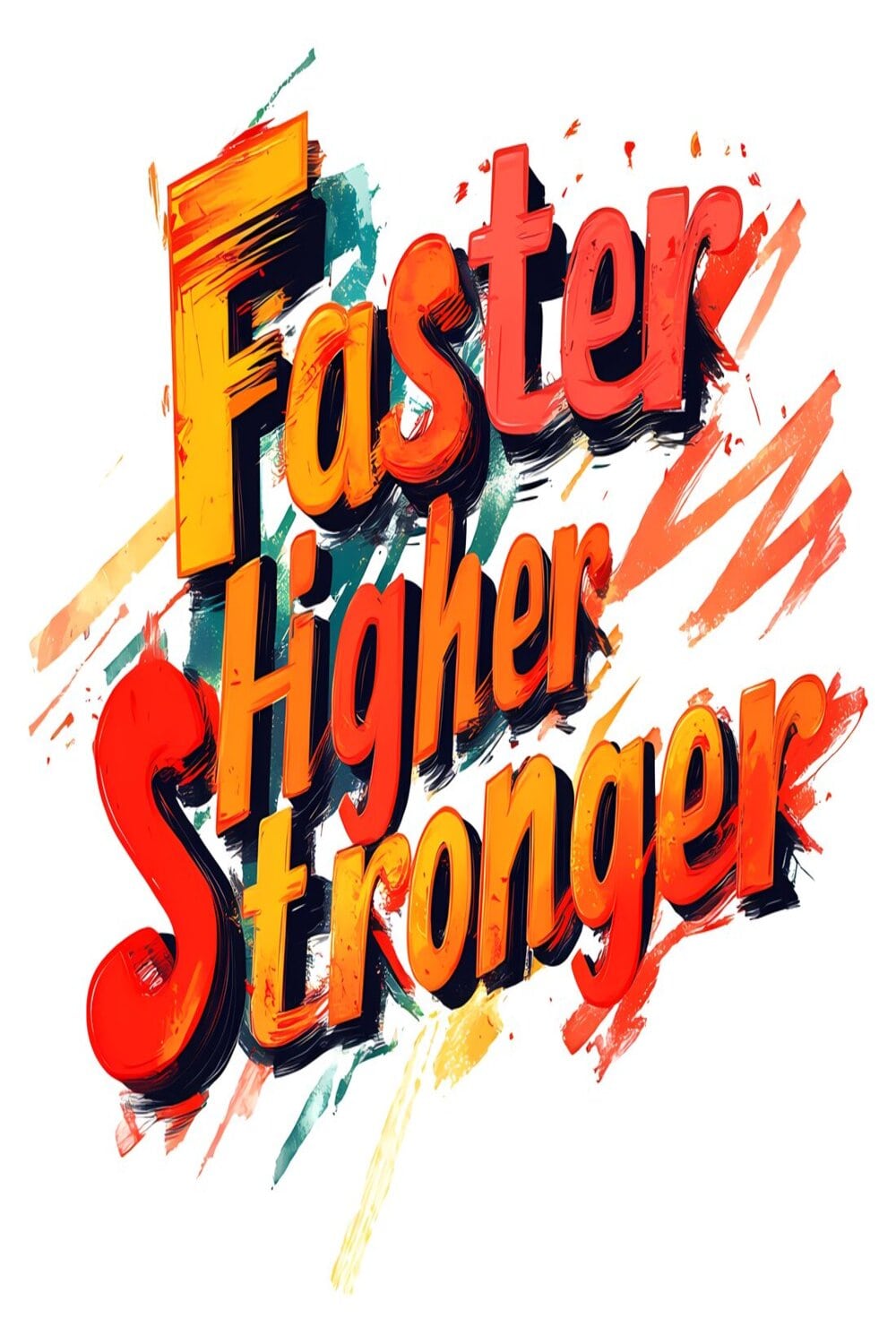 Motivational Text: Faster Higher Stronger pinterest preview image.