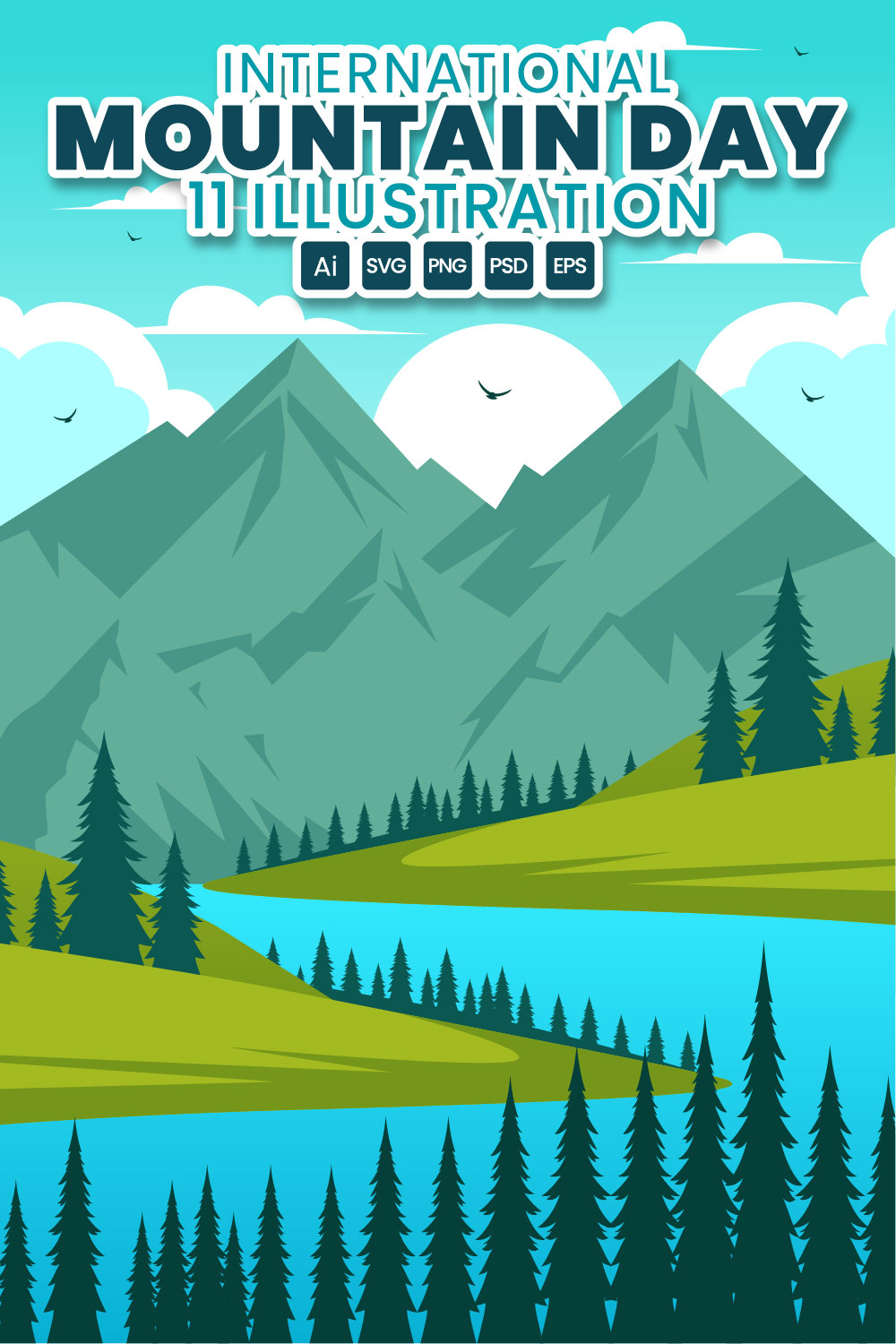 11 International Mountain Day Illustration pinterest preview image.