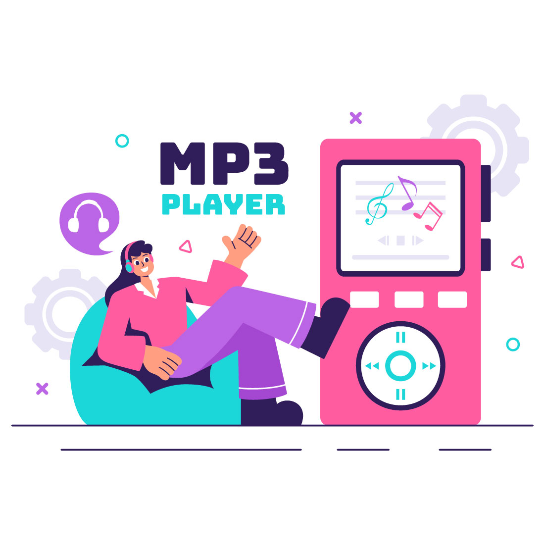 12 MP3 Music Player Illustration preview image.