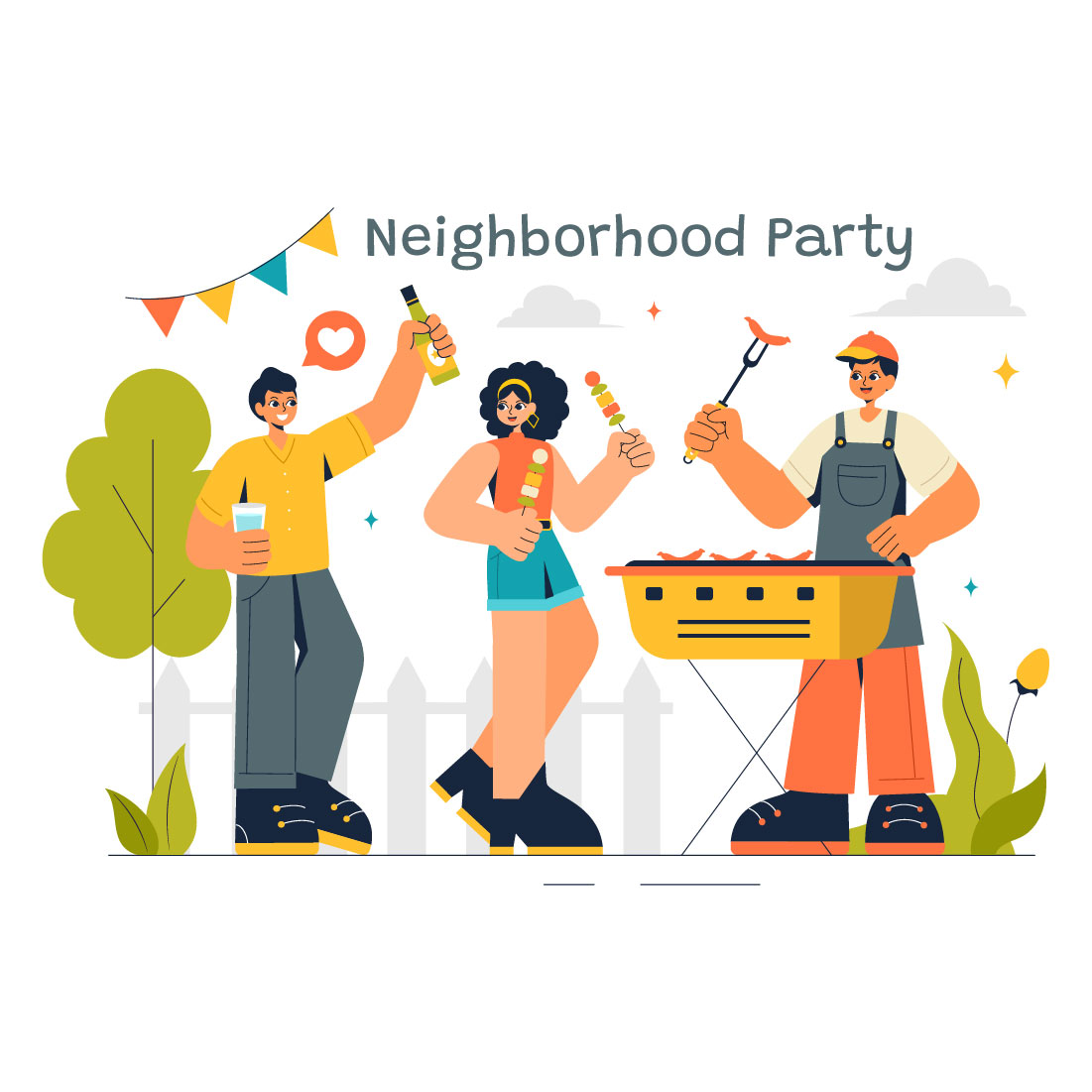 9 Neighborhood Party Events Illustration preview image.