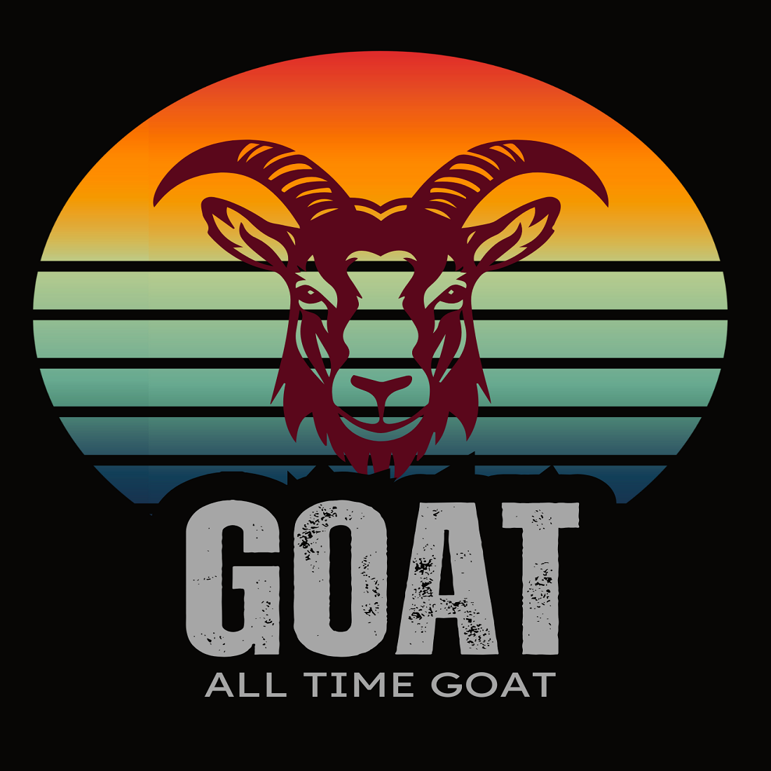 Orange and Blue Illustrated Goat Typography T-Shirt cover image.