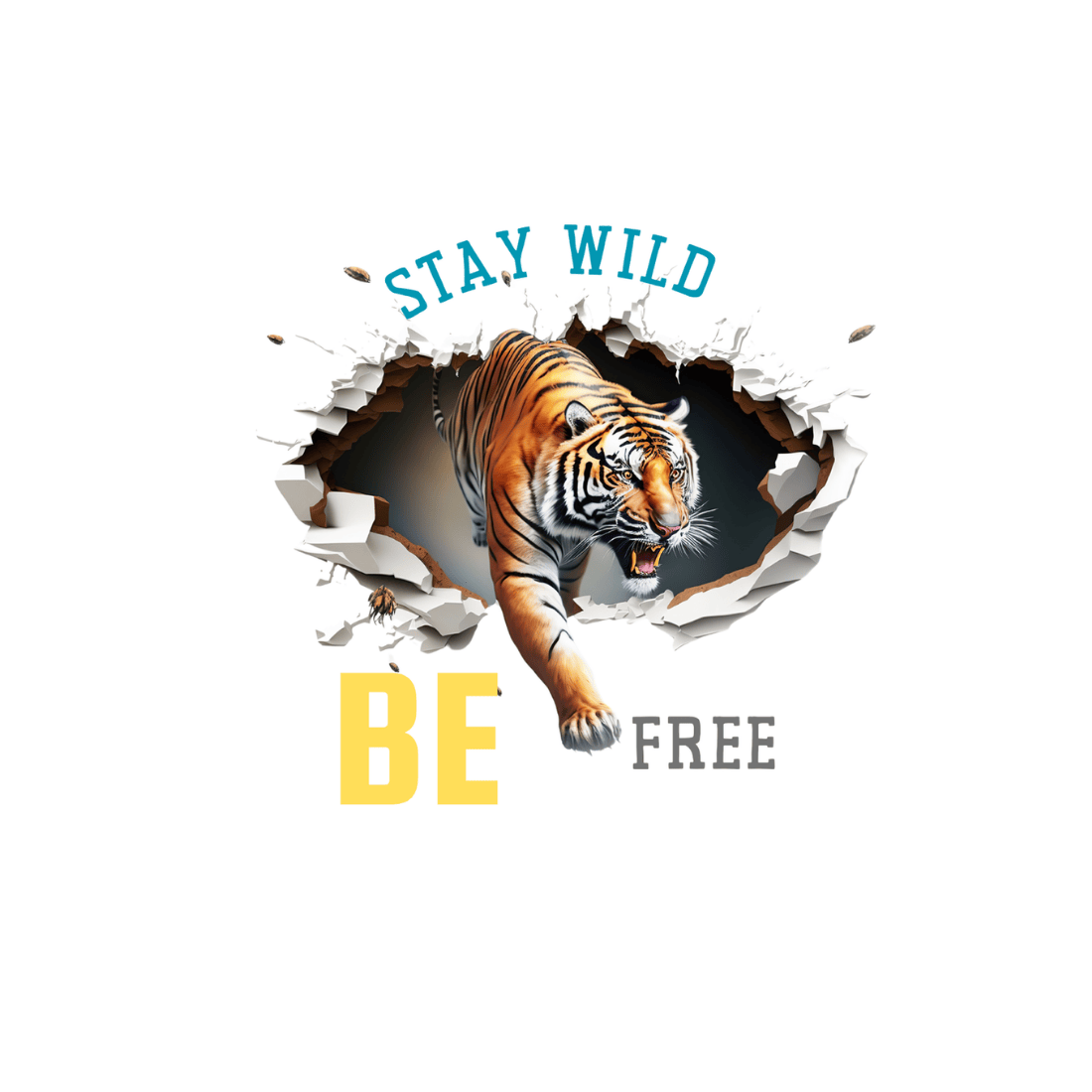 Orange Black Playful Stay Wild Be Free T-shirt preview image.